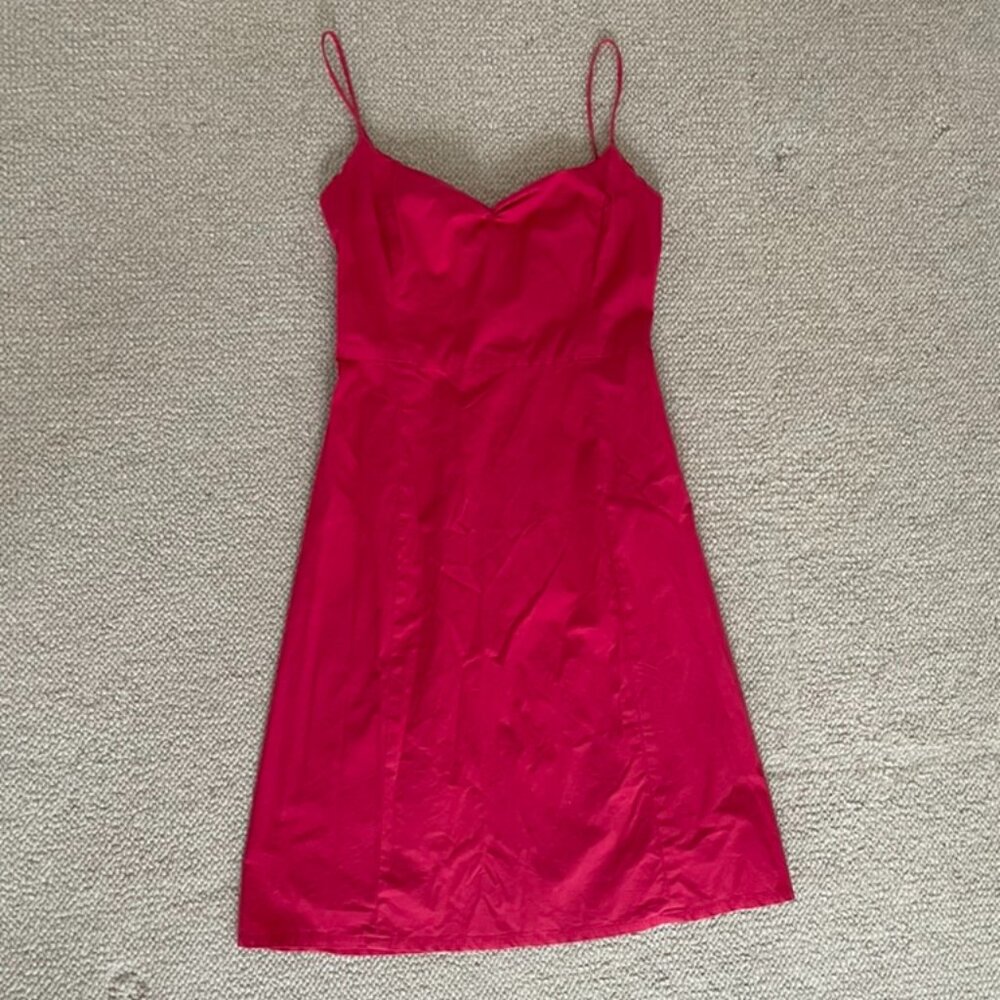 90s French Connection red spaghetti strap dress sweetheart neckline 6